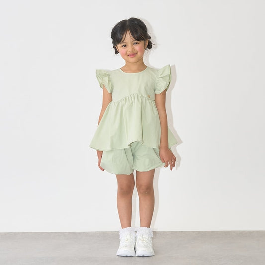 日本童裝 Ly# mine 浪波飛袖襯衫及泡泡短褲套裝 100-150cm 女童款 夏季 TOPS PANTS