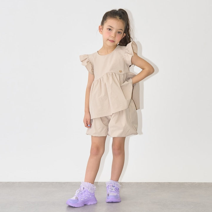 日本童裝 Ly# mine 浪波飛袖襯衫及泡泡短褲套裝 100-150cm 女童款 夏季 TOPS PANTS