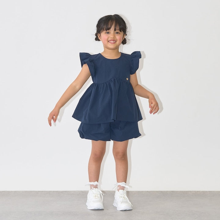 日本童裝 Ly# mine 浪波飛袖襯衫及泡泡短褲套裝 100-150cm 女童款 夏季 TOPS PANTS