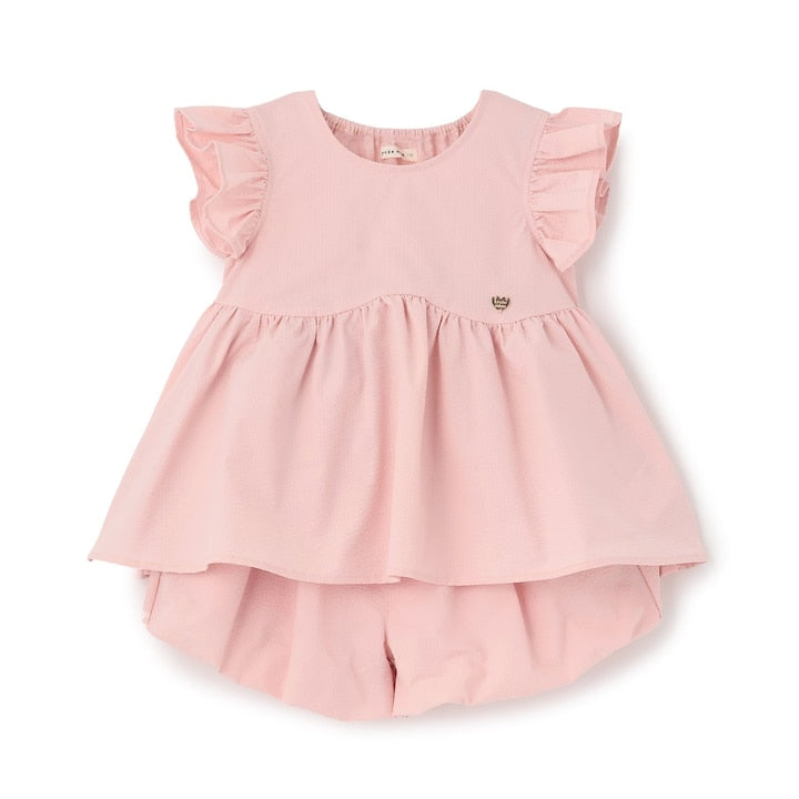 日本童裝 Ly# mine 浪波飛袖襯衫及泡泡短褲套裝 100-150cm 女童款 夏季 TOPS PANTS