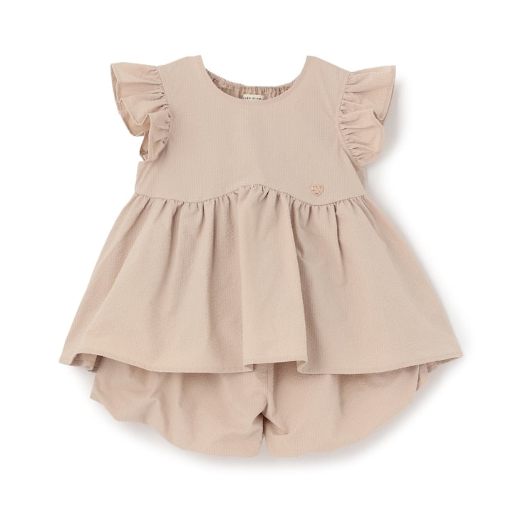 日本童裝 Ly# mine 浪波飛袖襯衫及泡泡短褲套裝 100-150cm 女童款 夏季 TOPS PANTS