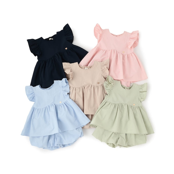 日本童裝 Ly# mine 浪波飛袖襯衫及泡泡短褲套裝 100-150cm 女童款 夏季 TOPS PANTS