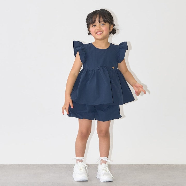 日本童裝 Ly# mine 浪波飛袖襯衫及泡泡短褲套裝 100-150cm 女童款 夏季 TOPS PANTS