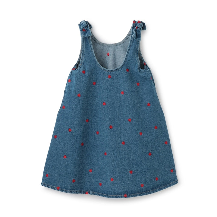 日本童裝 Ly# mine 刺繡圖案喇叭牛仔連身裙 100-150cm 女童款 夏季 DRESSES