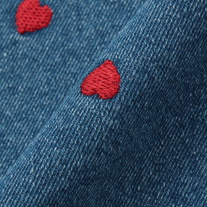 日本童裝 Ly# mine 刺繡圖案喇叭牛仔連身裙 100-150cm 女童款 夏季 DRESSES
