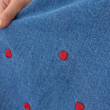 日本童裝 Ly# mine 刺繡圖案喇叭牛仔連身裙 100-150cm 女童款 夏季 DRESSES