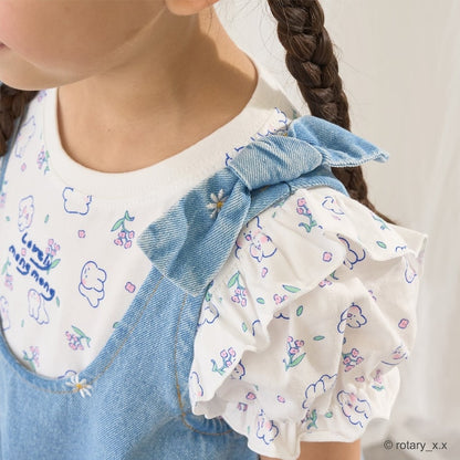 日本童裝 Ly# mine 刺繡圖案喇叭牛仔連身裙 100-150cm 女童款 夏季 DRESSES