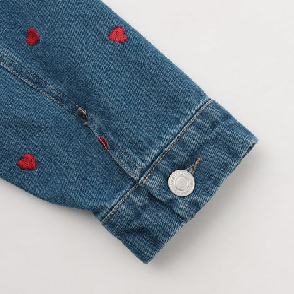 日本童裝 Ly# mine 刺繡圖案牛仔外套 100-150cm 女童款 夏季 OUTERWEAR