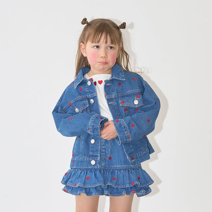 日本童裝 Ly# mine 刺繡圖案牛仔外套 100-150cm 女童款 夏季 OUTERWEAR