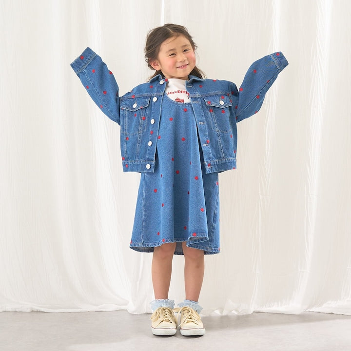 日本童裝 Ly# mine 刺繡圖案牛仔外套 100-150cm 女童款 夏季 OUTERWEAR