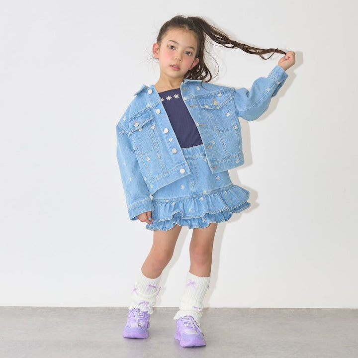 日本童裝 Ly# mine 刺繡圖案牛仔外套 100-150cm 女童款 夏季 OUTERWEAR