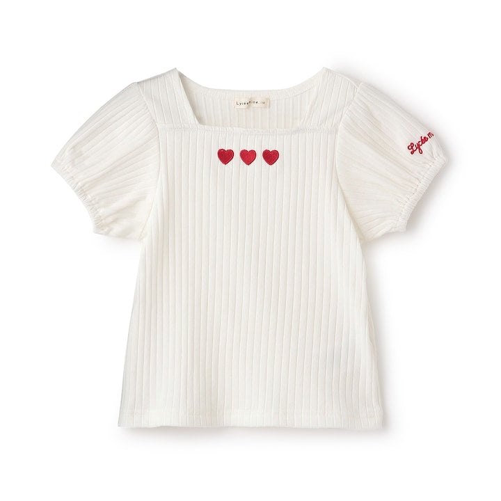 日本童裝 Ly# mine 方領泡泡袖刺繡上衣 100-150cm 女童款 夏季 TOPS