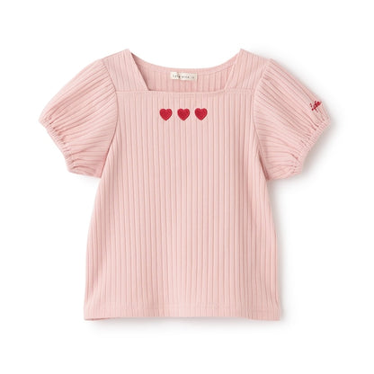 日本童裝 Ly# mine 方領泡泡袖刺繡上衣 100-150cm 女童款 夏季 TOPS