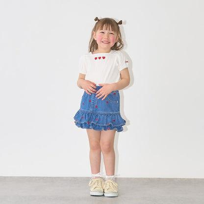 日本童裝 Ly# mine 方領泡泡袖刺繡上衣 100-150cm 女童款 夏季 TOPS