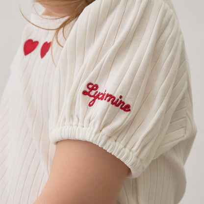 日本童裝 Ly# mine 方領泡泡袖刺繡上衣 100-150cm 女童款 夏季 TOPS