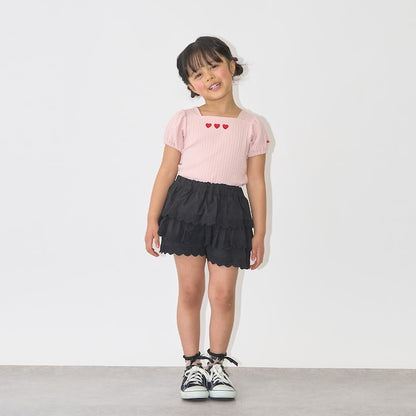 日本童裝 Ly# mine 方領泡泡袖刺繡上衣 100-150cm 女童款 夏季 TOPS
