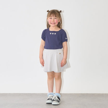 日本童裝 Ly# mine 方領泡泡袖刺繡上衣 100-150cm 女童款 夏季 TOPS
