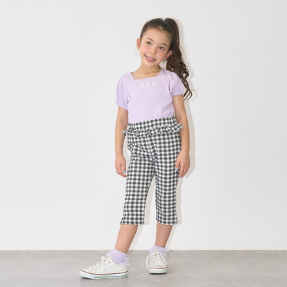 日本童裝 Ly# mine 方領泡泡袖刺繡上衣 100-150cm 女童款 夏季 TOPS