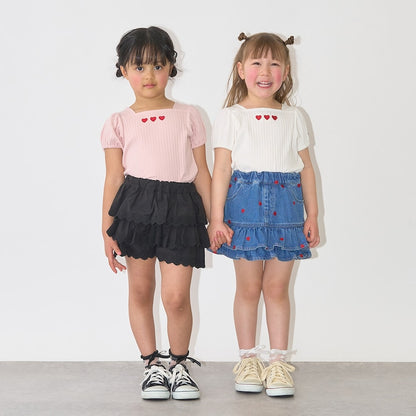 日本童裝 Ly# mine 方領泡泡袖刺繡上衣 100-150cm 女童款 夏季 TOPS