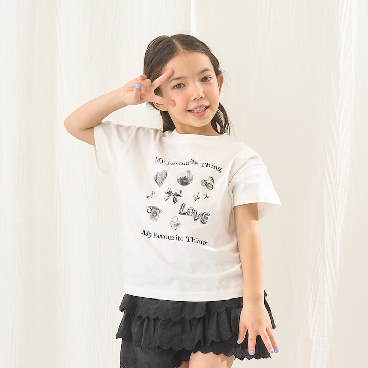 日本童裝 Ly# mine 防UV 吸水速乾 【棉100％不易變形】印花上衣 90-150cm 女童款 夏季 TOPS