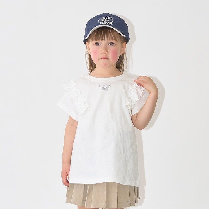 日本童裝 Ly# mine 防UV 吸水速乾 【棉100％不易變形】荷葉邊上衣 90-150cm 女童款 夏季 TOPS