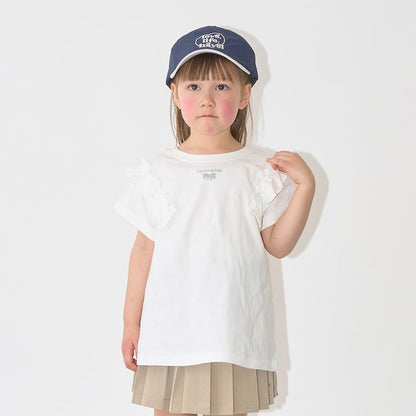 日本童裝 Ly# mine 防UV 吸水速乾 【棉100％不易變形】荷葉邊上衣 90-150cm 女童款 夏季 TOPS