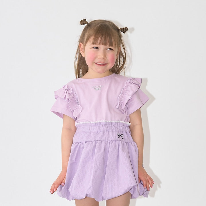 日本童裝 Ly# mine 防UV 吸水速乾 【棉100％不易變形】荷葉邊上衣 90-150cm 女童款 夏季 TOPS