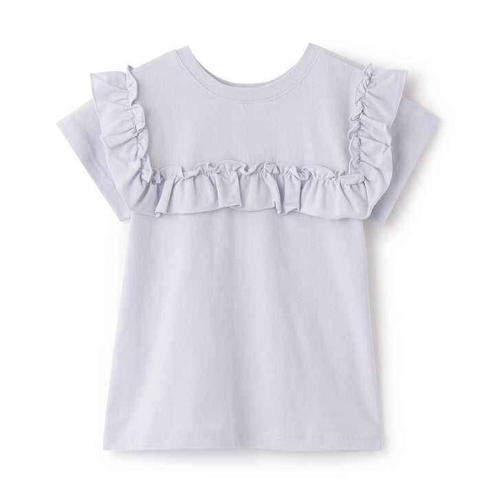 日本童裝 Ly# mine 防UV 吸水速乾 【棉100％不易變形】荷葉邊上衣 90-150cm 女童款 夏季 TOPS