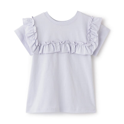 日本童裝 Ly# mine 防UV 吸水速乾 【棉100％不易變形】荷葉邊上衣 90-150cm 女童款 夏季 TOPS