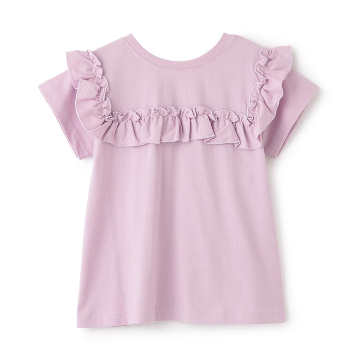 日本童裝 Ly# mine 防UV 吸水速乾 【棉100％不易變形】荷葉邊上衣 90-150cm 女童款 夏季 TOPS