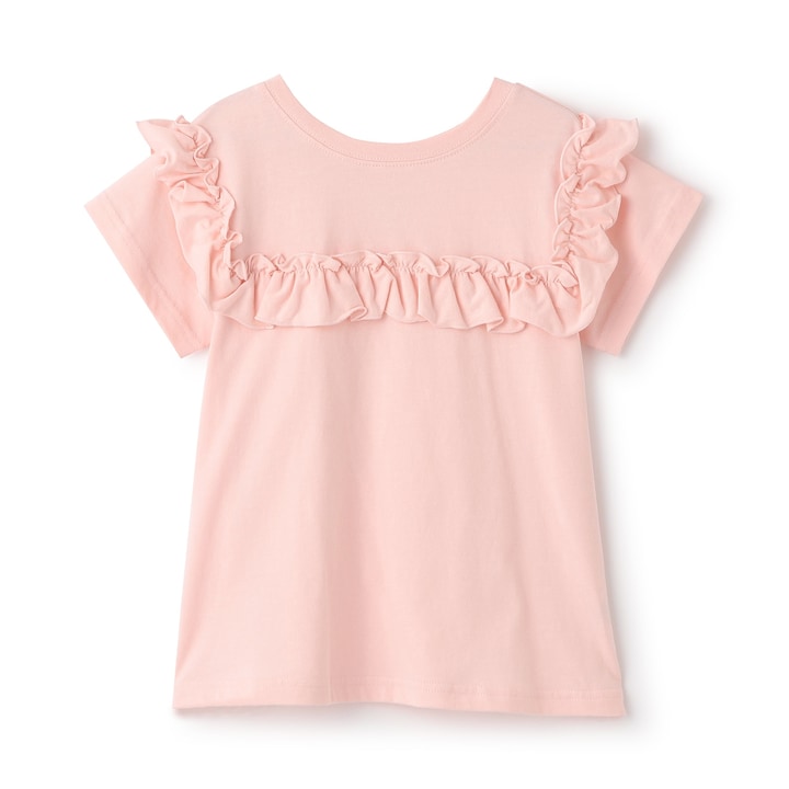 日本童裝 Ly# mine 防UV 吸水速乾 【棉100％不易變形】荷葉邊上衣 90-150cm 女童款 夏季 TOPS