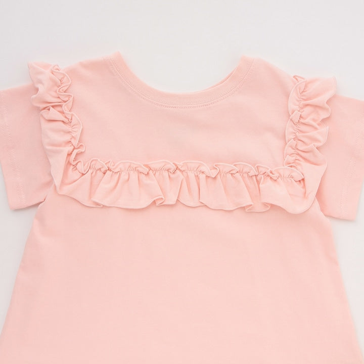 日本童裝 Ly# mine 防UV 吸水速乾 【棉100％不易變形】荷葉邊上衣 90-150cm 女童款 夏季 TOPS