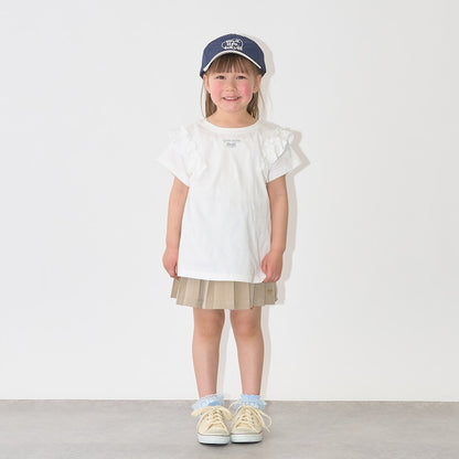 日本童裝 Ly# mine 防UV 吸水速乾 【棉100％不易變形】荷葉邊上衣 90-150cm 女童款 夏季 TOPS