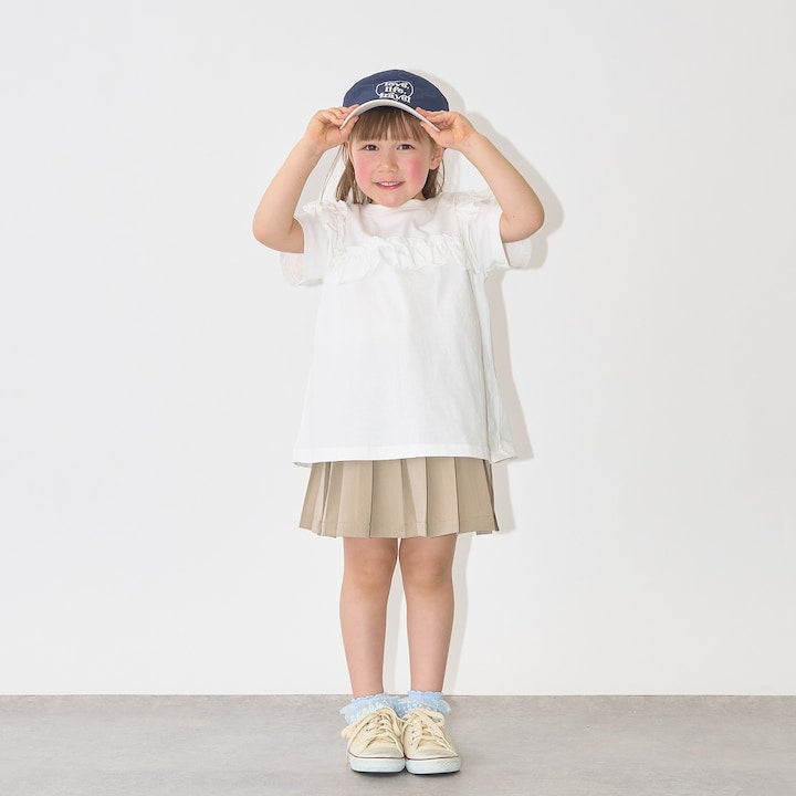 日本童裝 Ly# mine 防UV 吸水速乾 【棉100％不易變形】荷葉邊上衣 90-150cm 女童款 夏季 TOPS