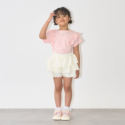 日本童裝 Ly# mine 防UV 吸水速乾 【棉100％不易變形】荷葉邊上衣 90-150cm 女童款 夏季 TOPS