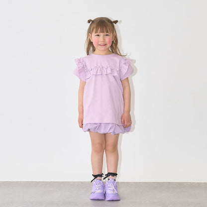 日本童裝 Ly# mine 防UV 吸水速乾 【棉100％不易變形】荷葉邊上衣 90-150cm 女童款 夏季 TOPS