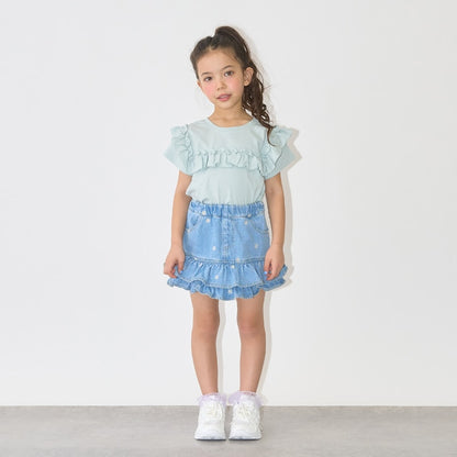 日本童裝 Ly# mine 防UV 吸水速乾 【棉100％不易變形】荷葉邊上衣 90-150cm 女童款 夏季 TOPS