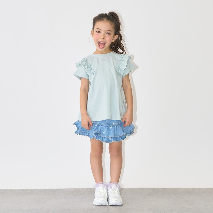 日本童裝 Ly# mine 防UV 吸水速乾 【棉100％不易變形】荷葉邊上衣 90-150cm 女童款 夏季 TOPS