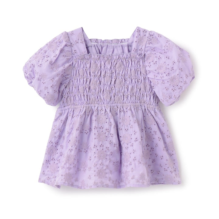 日本童裝 Ly# mine 棉質蕾絲泡泡袖襯衫 100-150cm 女童款 夏季 TOPS