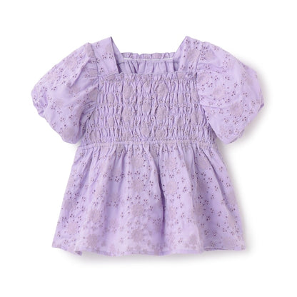 日本童裝 Ly# mine 棉質蕾絲泡泡袖襯衫 100-150cm 女童款 夏季 TOPS