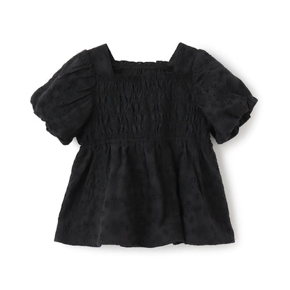 日本童裝 Ly# mine 棉質蕾絲泡泡袖襯衫 100-150cm 女童款 夏季 TOPS