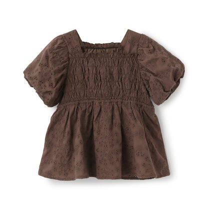 日本童裝 Ly# mine 棉質蕾絲泡泡袖襯衫 100-150cm 女童款 夏季 TOPS