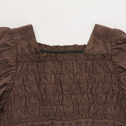 日本童裝 Ly# mine 棉質蕾絲泡泡袖襯衫 100-150cm 女童款 夏季 TOPS