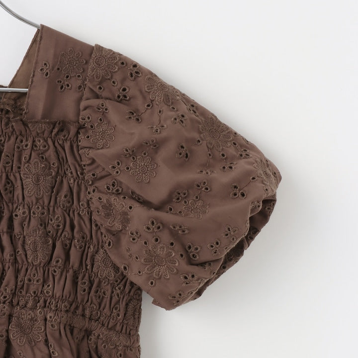 日本童裝 Ly# mine 棉質蕾絲泡泡袖襯衫 100-150cm 女童款 夏季 TOPS