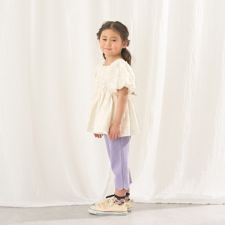 日本童裝 Ly# mine 棉質蕾絲泡泡袖襯衫 100-150cm 女童款 夏季 TOPS