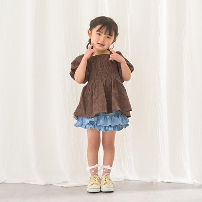 日本童裝 Ly# mine 棉質蕾絲泡泡袖襯衫 100-150cm 女童款 夏季 TOPS