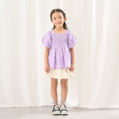 日本童裝 Ly# mine 棉質蕾絲泡泡袖襯衫 100-150cm 女童款 夏季 TOPS
