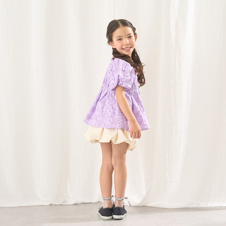 日本童裝 Ly# mine 棉質蕾絲泡泡袖襯衫 100-150cm 女童款 夏季 TOPS