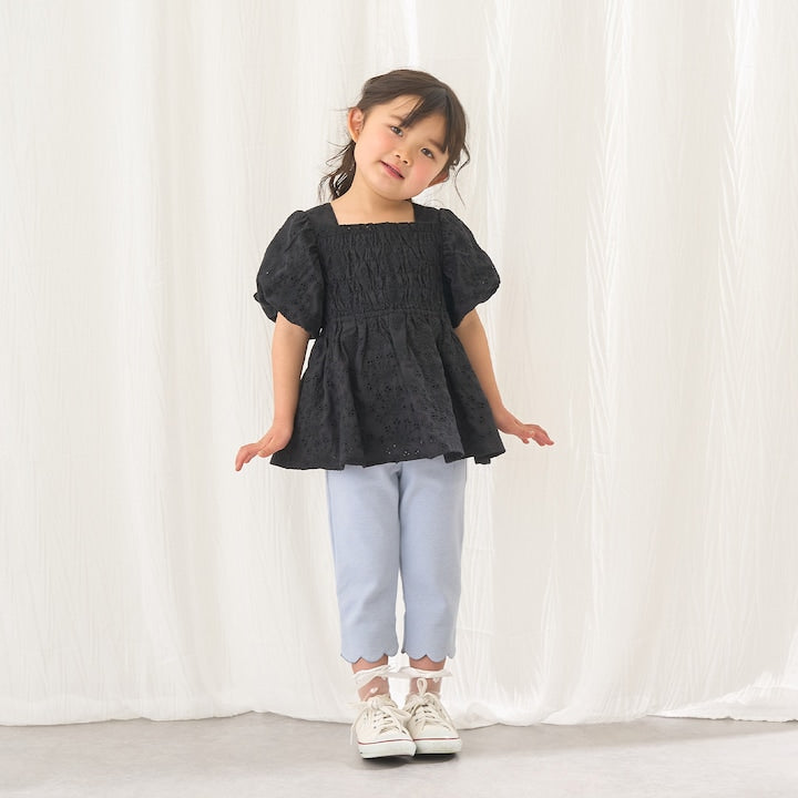 日本童裝 Ly# mine 棉質蕾絲泡泡袖襯衫 100-150cm 女童款 夏季 TOPS