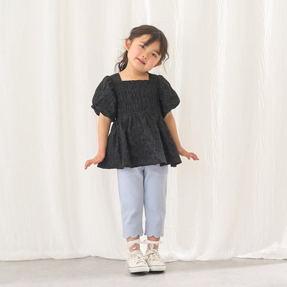 日本童裝 Ly# mine 棉質蕾絲泡泡袖襯衫 100-150cm 女童款 夏季 TOPS